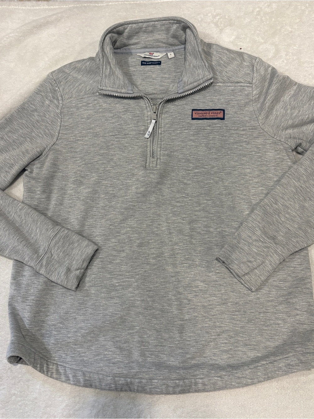 Vineyard Vines Heather Light Gray Quarter-Zip Pullover - Picture 3 of 6